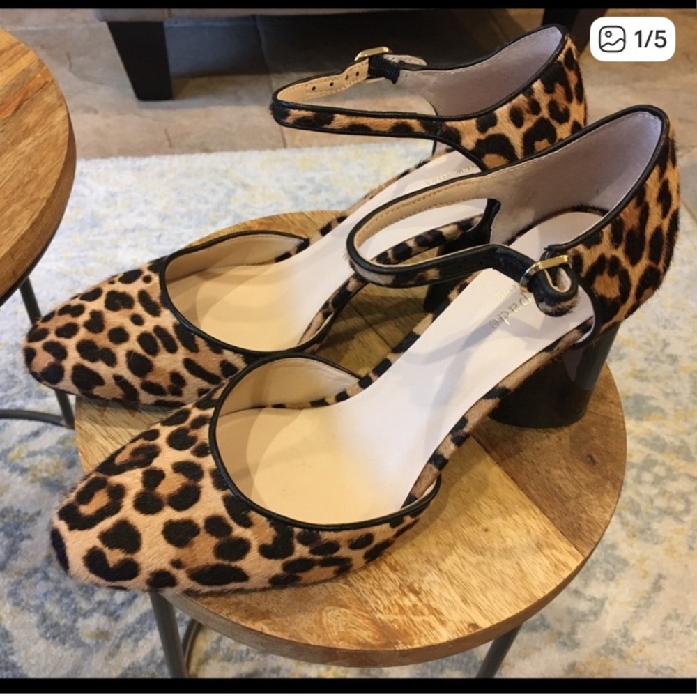 Kate Spade Leopard Print Heels with Ankle Strap